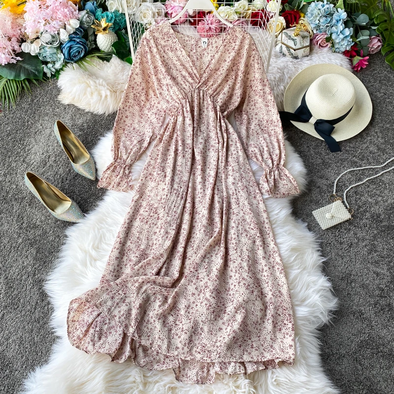 Женское длинное платье с цветочным принтом SINGRAIN романтичное винтажное пляжное в