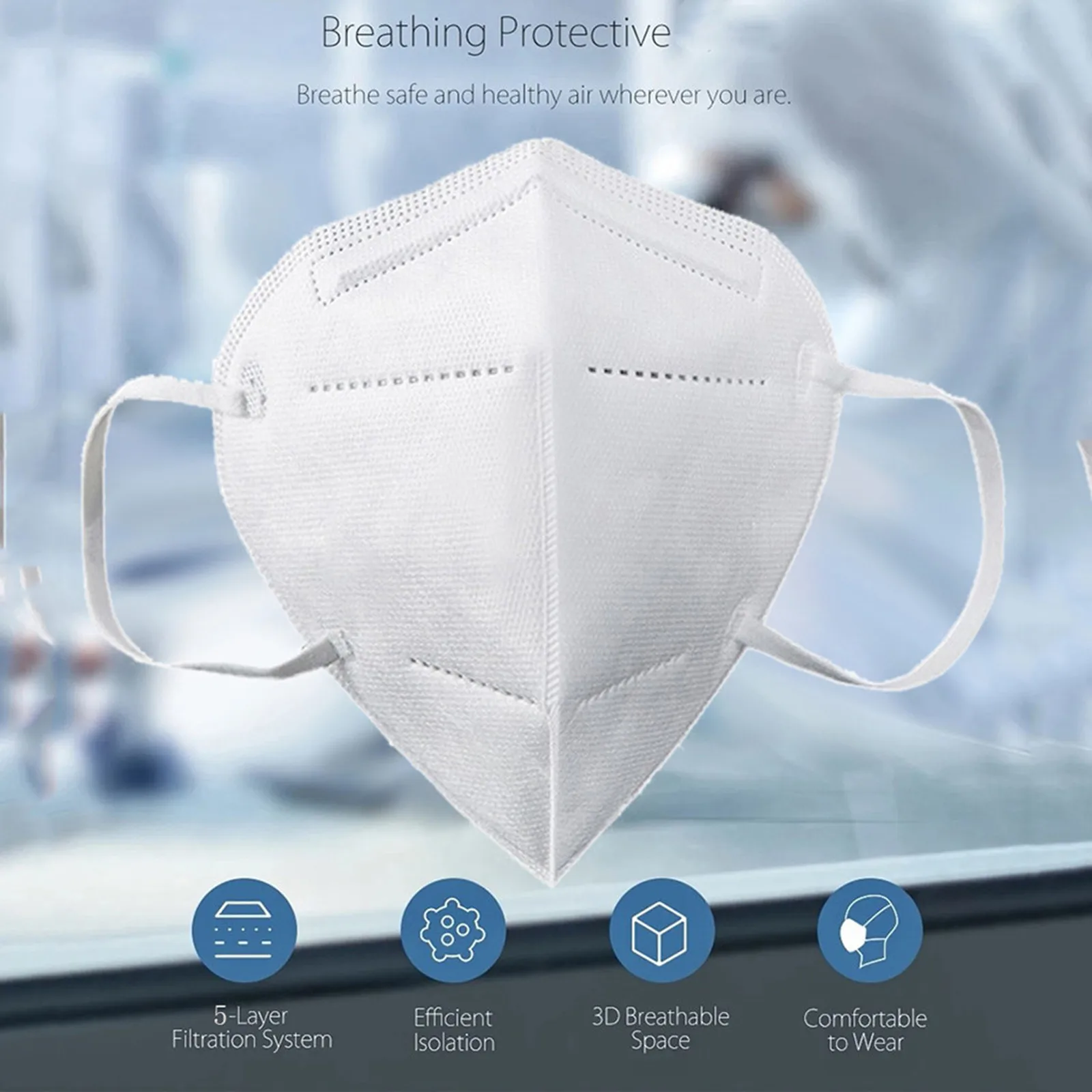 

30/50/100PCS 5-layer Filter Protective Mask Disposable Mask PM2.5 Windproof Foggy Haze Pollution Respirator #W