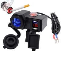 dc 12v motorcycle atv handlebar mount dual 5v 4 2a usb charger voltmeter cigarette lighter socket kit with on off switch