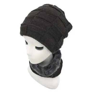 Brown OZyc зимняя шапка, шарф Skullies Beanies для мужчин вязаная шапка женская маска Толстая Балаклава ушанка шерстяной берет мужская шапка - Цвет: Brown