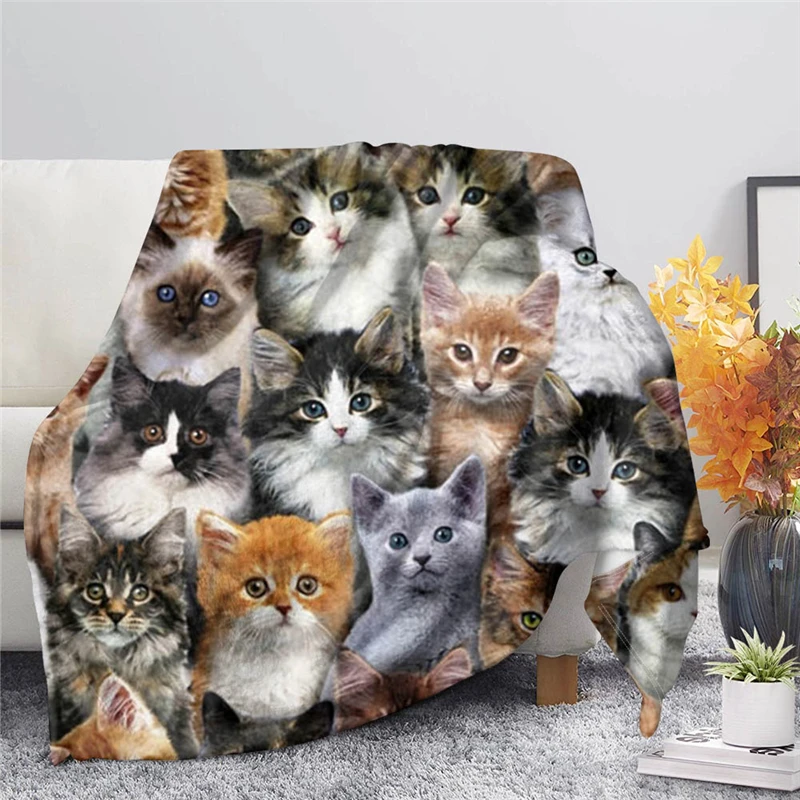 

Tier Flanell Decke Niedliche Katze Muster Druck Decken für Betten Kinder Erwachsene Quilt Hause Dekorative Decke Party Decke