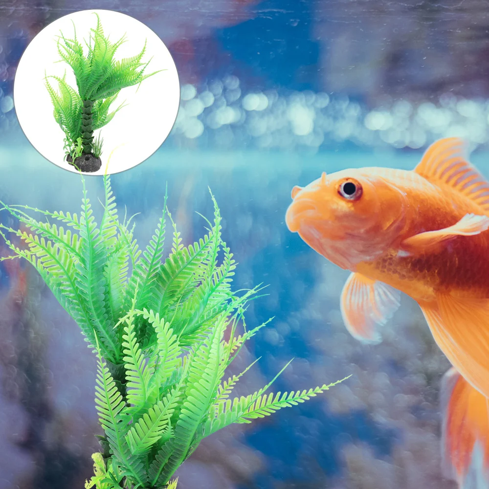 

1PC Fish Tank Landscape Decoration Simulated Aquatic Plants(Black+Green)