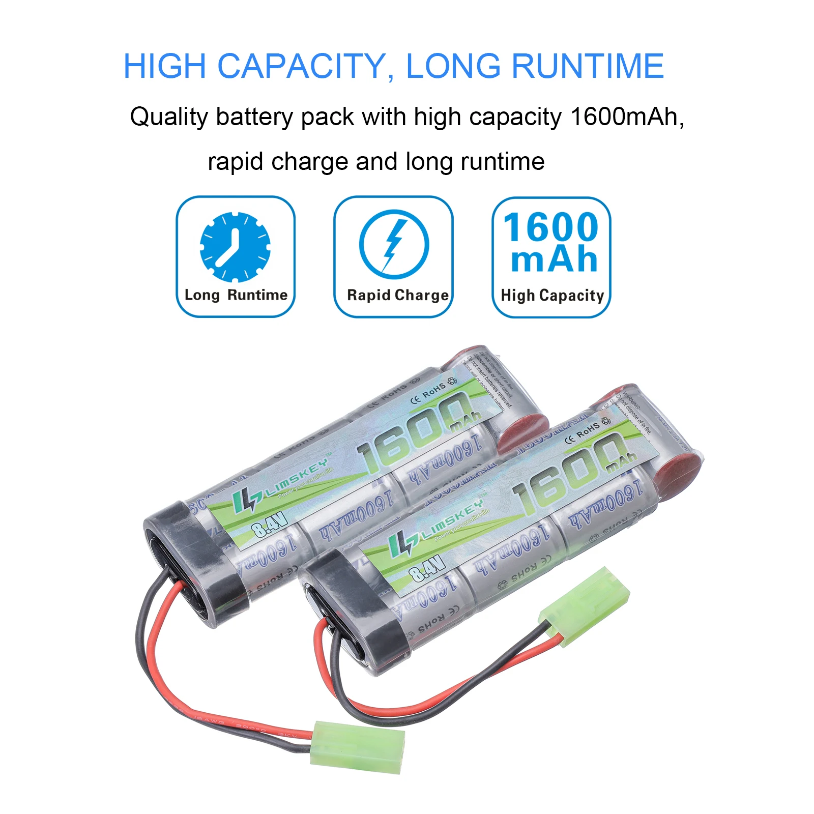 Аккумулятор Limskey NiMH 2 шт. 7S 2/3A 8 4 в 1600 мА · ч с разъемом Mini Tamiya для страйкбольных