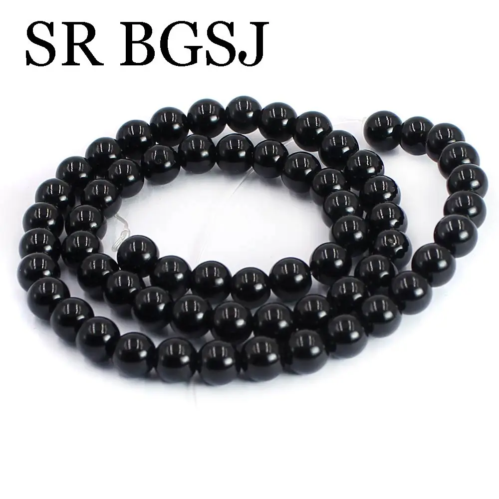 Бесплатная доставка 6 мм натуральный камень круглый черный обсидиан аксессуары