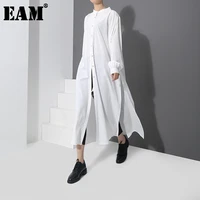 eam 2022 spring new fashion new pattern long type side vent button shirt long sleeve temperament blouse women yc170