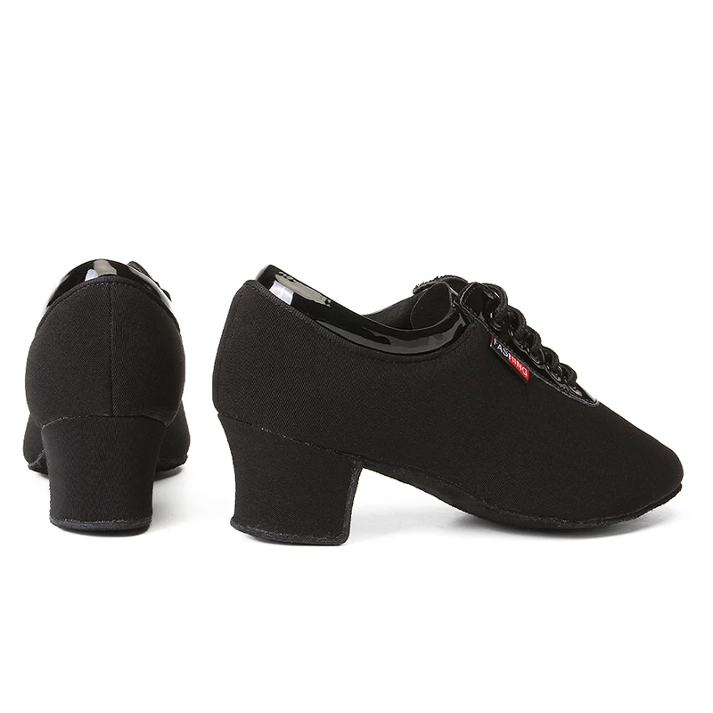 Women Ballroom Dance Shoes Black 3.5/5 CM Heel Latin Tango Dancing Shoes For Women Modern Lace-Up Dance Sneakers