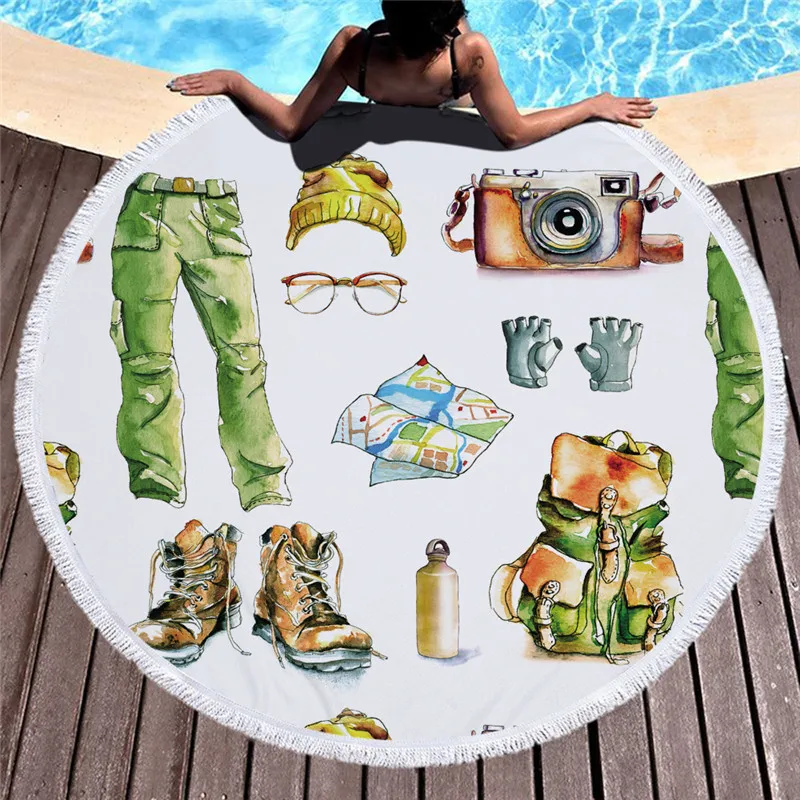 Пляжное полотенце с кисточками и рисунком для кемпинга Тапочки изображением