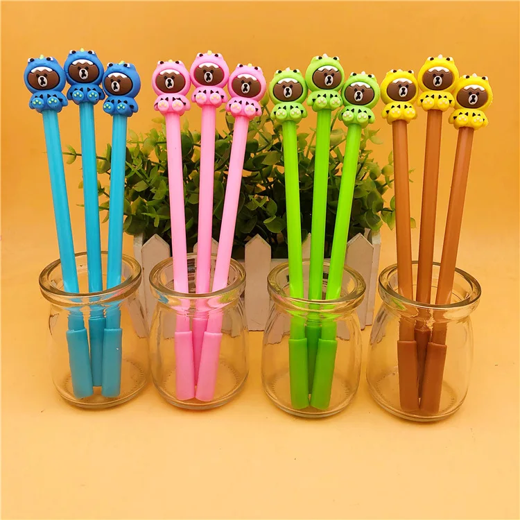 Cena 24 Sztuk Koreański Cartoon Winter Dress Niedźwiedź Długopis żelowy śliczne Uczeń Nauka Piśmienne Pióra Do Pisania Papelaria Caneta