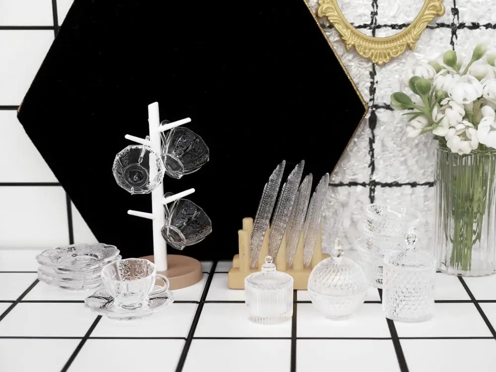 Мини модель кукольного домика 1:6 мебельные аксессуары комбинация текстур стекла