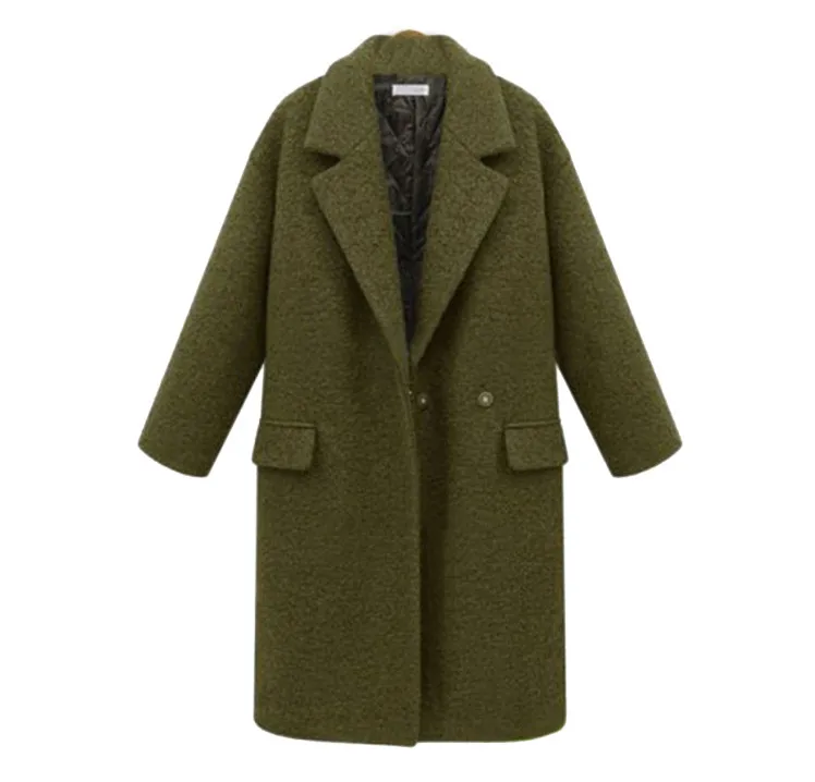 SAGACE многоцветное корейское женское длинное шерстяное пальто большого размера с