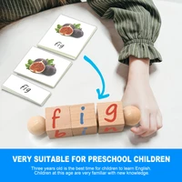 5x montessori phonetic reading blocks cards wooden manipulative toys for kid
