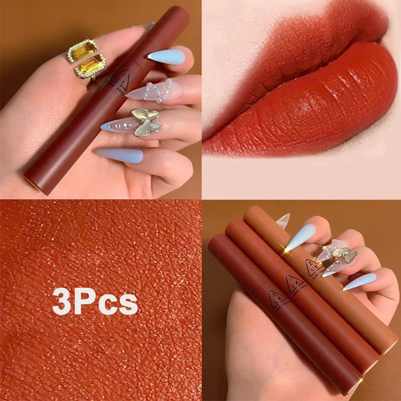

Lipstick Moisturizing Waterproof Long-Lasting Brighten Skin Tone Natural Nourishing Non-Stick Cup Convenient Lip Makeup 3Pcs