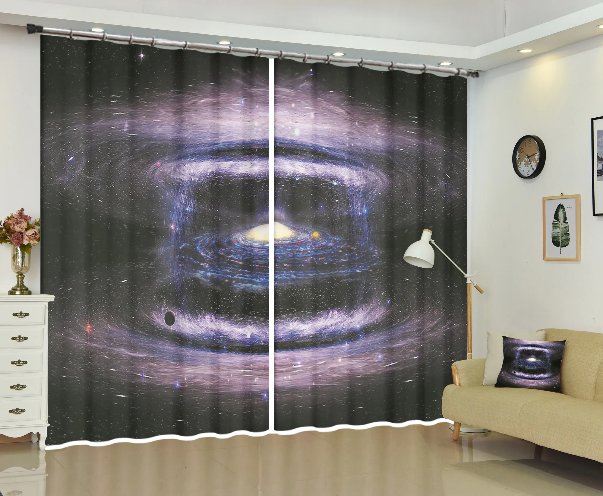 Космическая планета черная дыра личности 3D затемненные шторы на карту