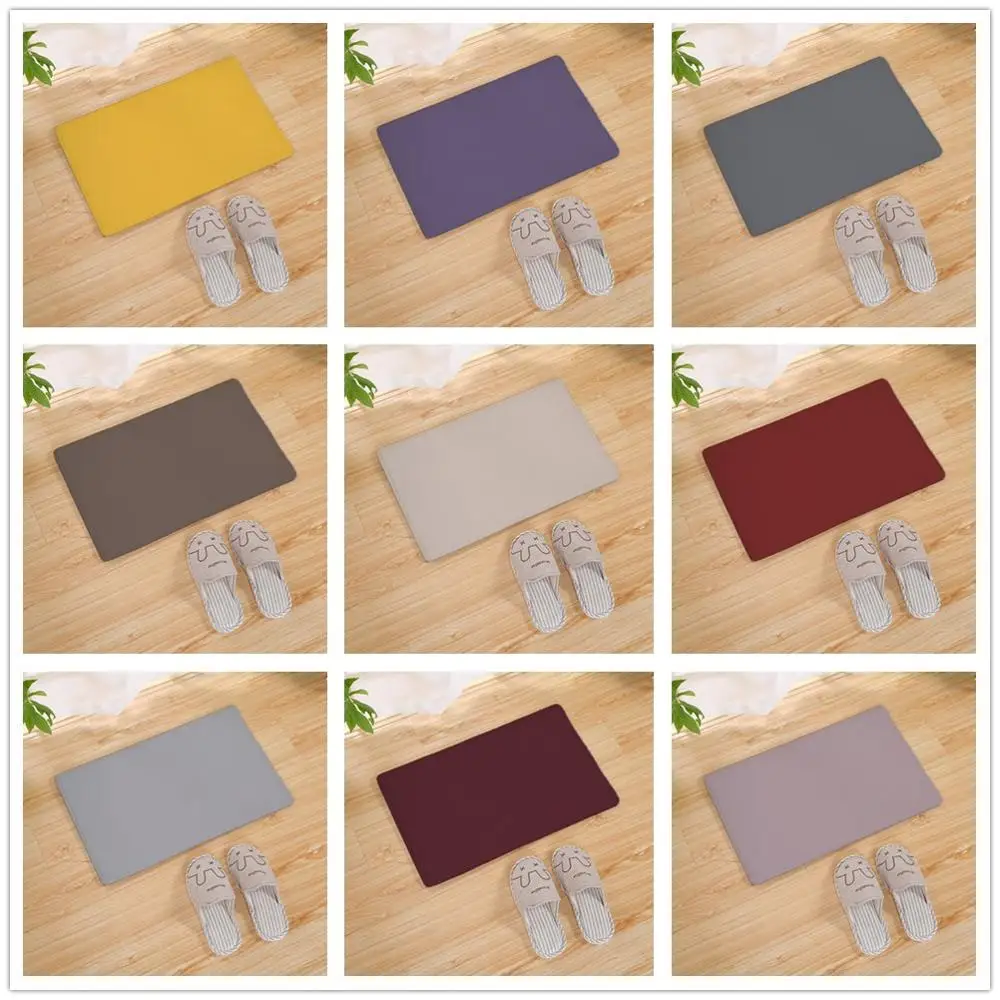 Однотонный абсорбирующий напольный коврик с принтом для ванной нескользящий