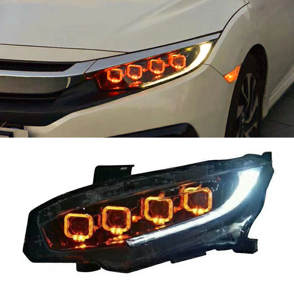 1 пара автомобилей головной светильник s для Honda Civic 10th 2016 2017 2018 HID светодиодный с