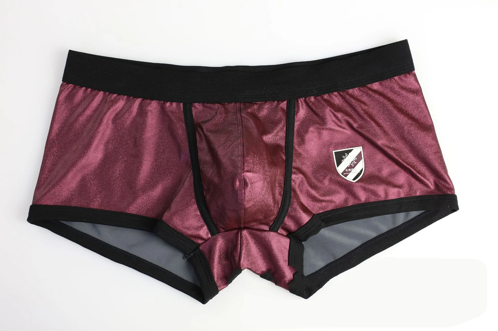 

2019 brand Brave Person New Sexy Men Imitation Leather Boxers Shorts Underwear Underpants U Convex Pouch Boxer Shorts Underwear
