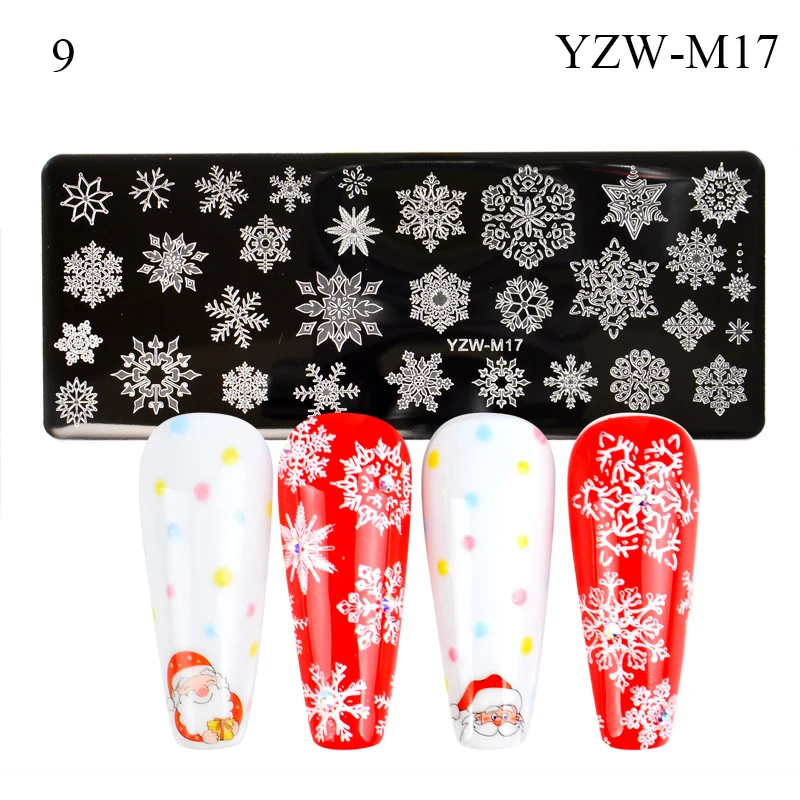 Рождественский дизайн штамповочные пластины для ногтей Гель-лак печать трафарет