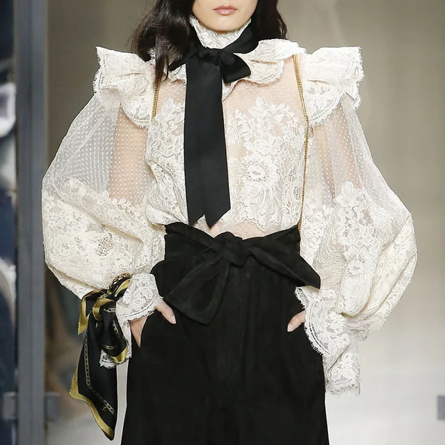Богемный Вдохновленный белый Женская блузка с оборками кружевные буффы на