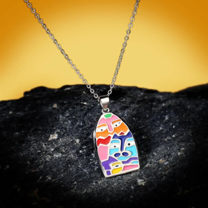 

Personality fashion exaggerated graffiti pendant necklace for men and women trendy hip-hop simple jewelry accessories wholesale