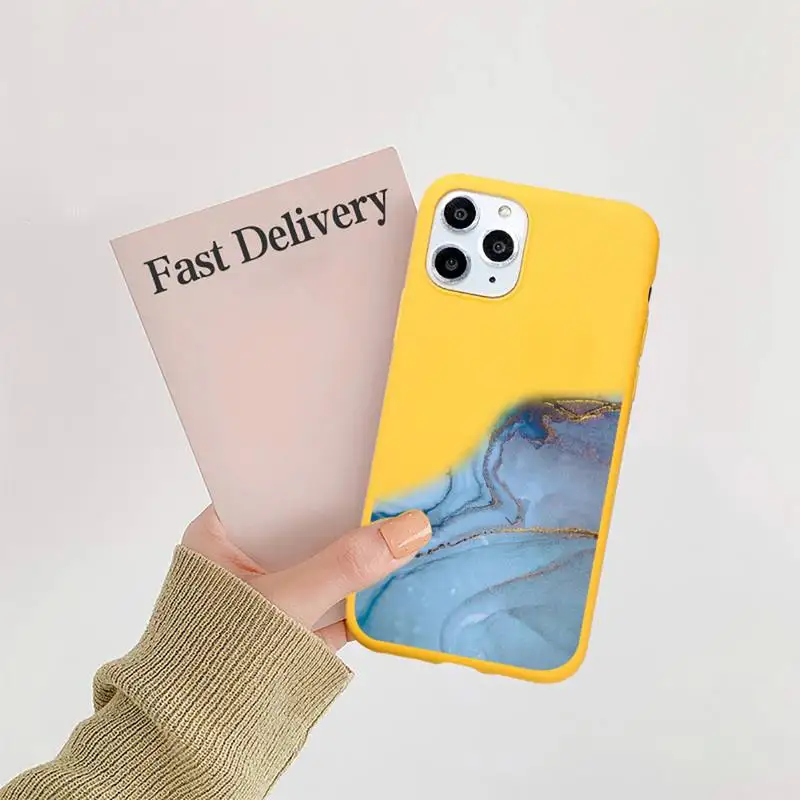 

art fashion Vintage Colorful Marble Phone Case Candy Color Yellow for iPhone 11 12 pro XS MAX 8 7 6 6S Plus X 5S SE 2020 XR