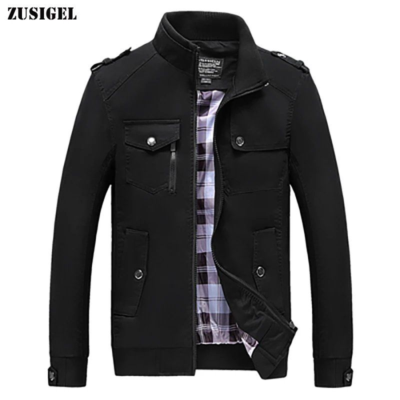 ZUSIGEL 2019 осенне-зимняя однотонная повседневная черная куртка с длинными рукавами