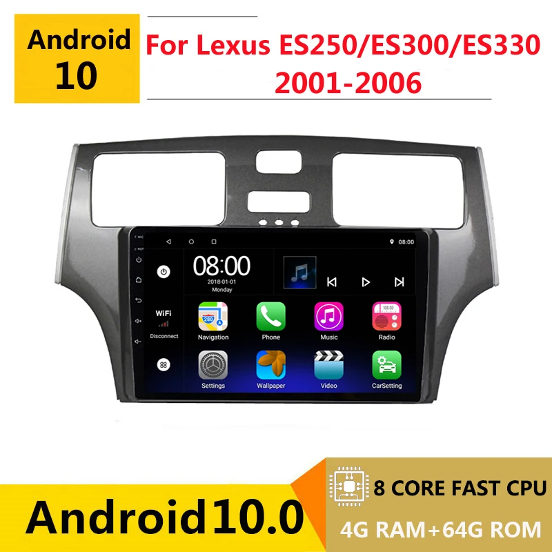 

2 din 8 core android 10 car radio auto stereo for Lexus ES250 ES300 ES330 2001 - 2006 navigation GPS DVD Multimedia Player
