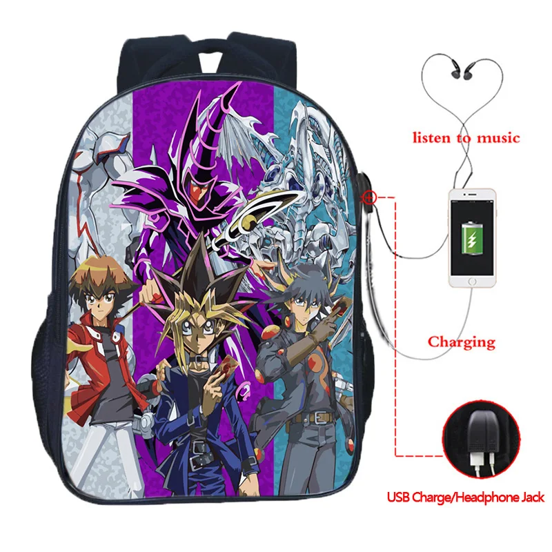 Ю-Ги-ой! Многофункциональный рюкзак Yugi Kaiba школьные сумки для подростков зарядка через usb дорожные сумки на плечо