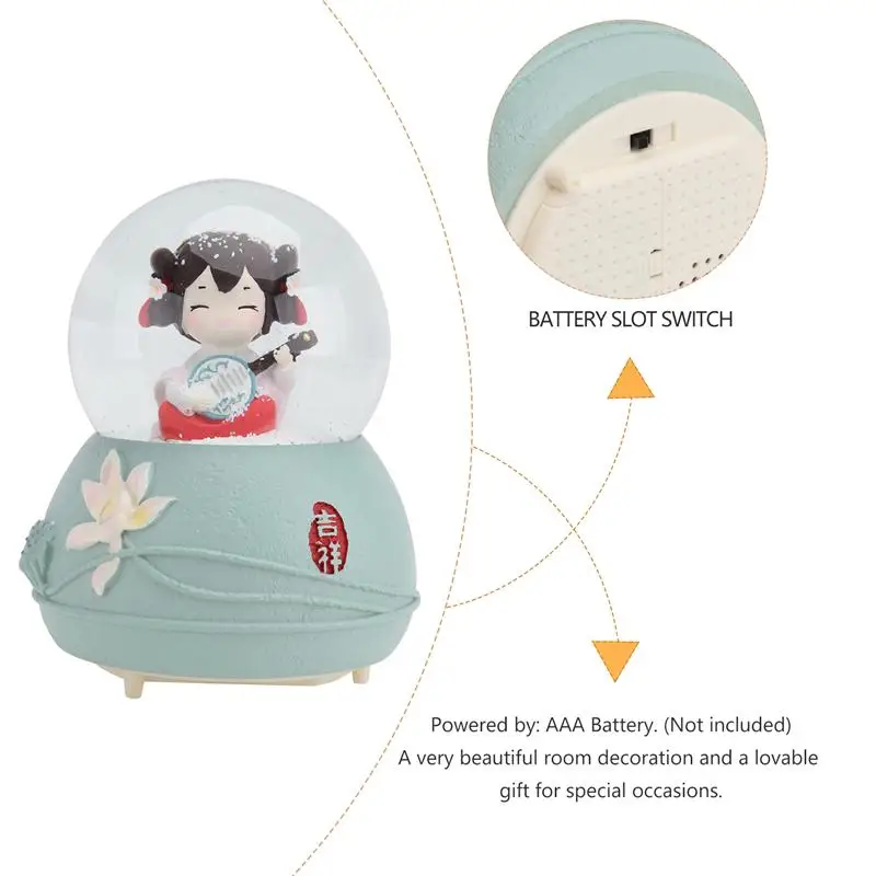 

1pc Music Box Adornment Retro Girl Crystal Ball Desktop Decoration Birthday Gift