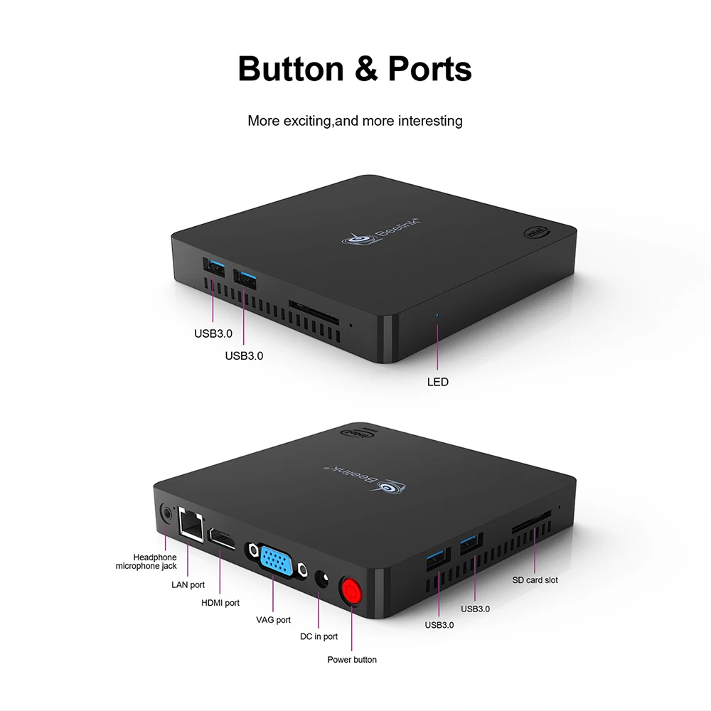 Мини-ПК Beelink T34-M процессор Intel Apollo Lake Celeron N3450 Windows 10 ОЗУ 4 Гб ПЗУ 64 ГБ 2 + 5 8 Wi-Fi |