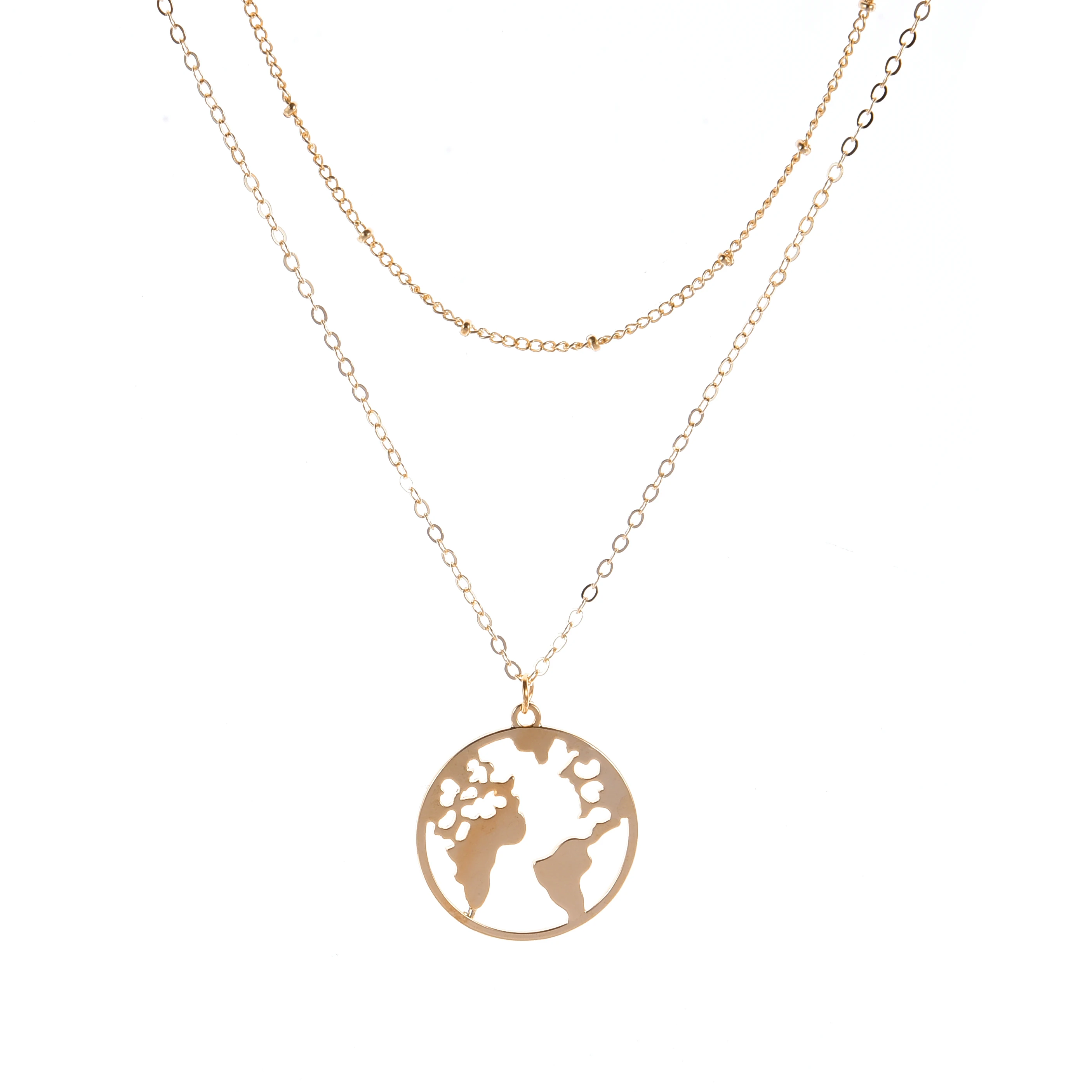 Женские Модные солнцезащитные очки в стиле ретро с луна карта мира ожерелье