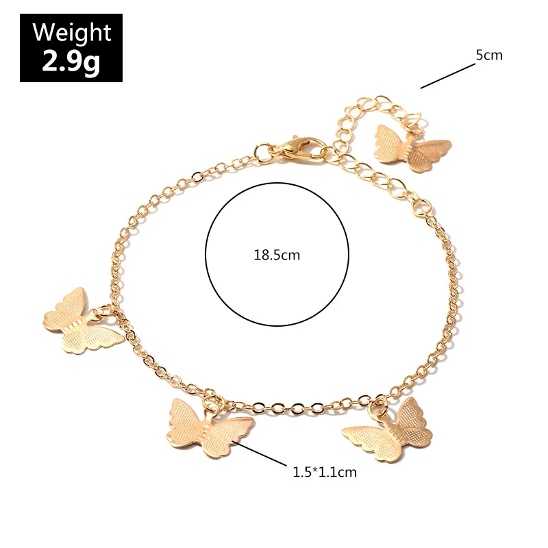 

Boho Butterfly Anklets For Women Barefoot Sandals Ankle Bracelet on the Leg Gold Silver Color Chain Anklet Bohemian Foot Jewelry