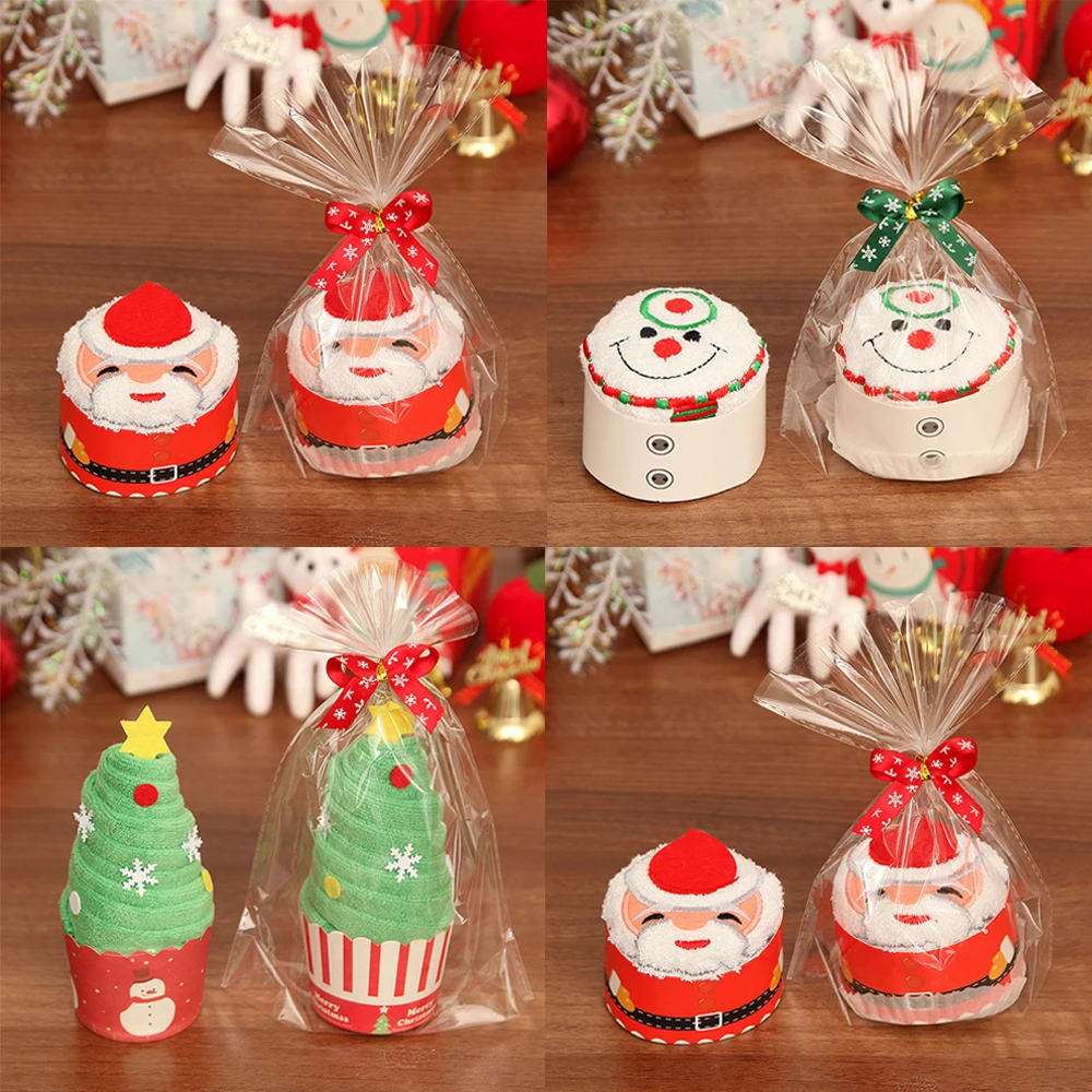

Merry Christmas Gift Cupcake Cotton Towel New Year Decoration Christmas Decorations for Home Kids Children 30x30cm