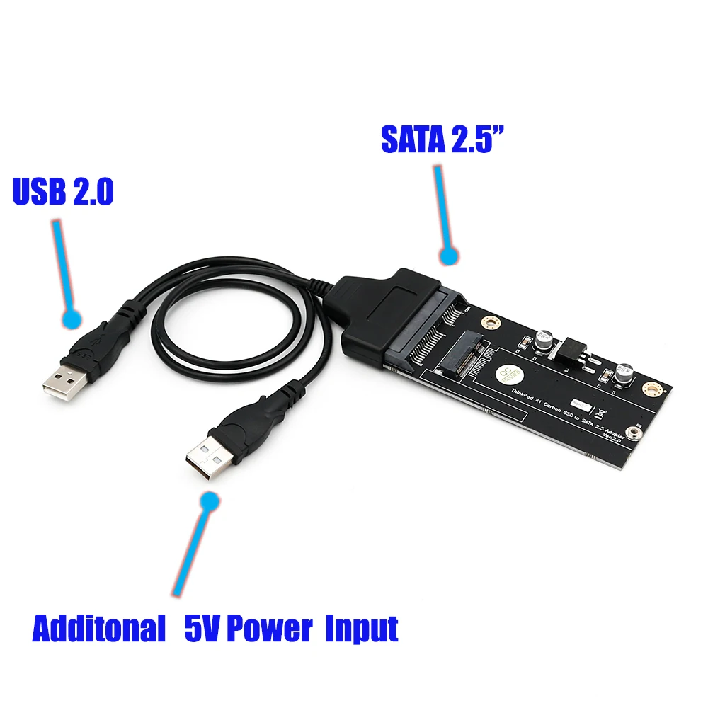 Адаптер 20 + 6 Pin SSD-SATA 2 5 ''или USB-адаптер с кабелем USB 0 для Thinkpad Lenovo X1 Carbon |
