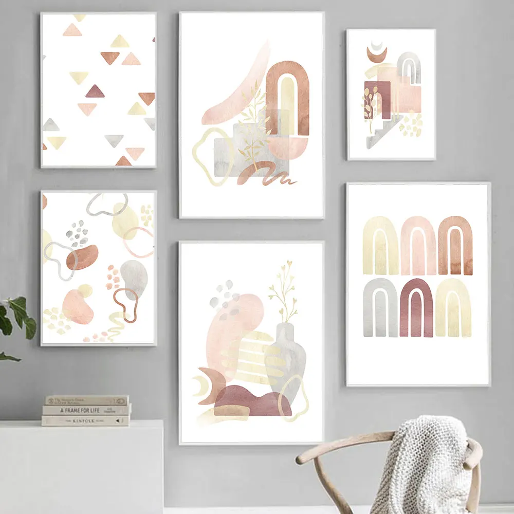 

Boho Abstract Line Geometric Shape Modern Posters Canvas Painting Wall Art Print Picture for Living Room Interior Home Decor