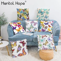cartoon style plush decorative cushion cover butterfly print sofa throw pillow cover home decor living room square pillowcase