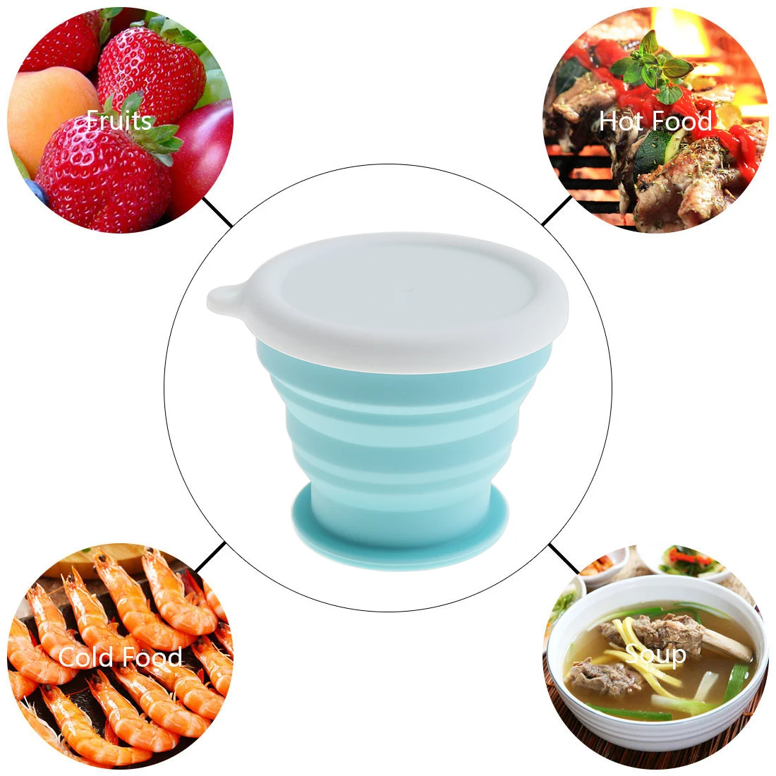Портативная круглая Масштабируемая силиконовая складная чашка 100 мл/350 мл с