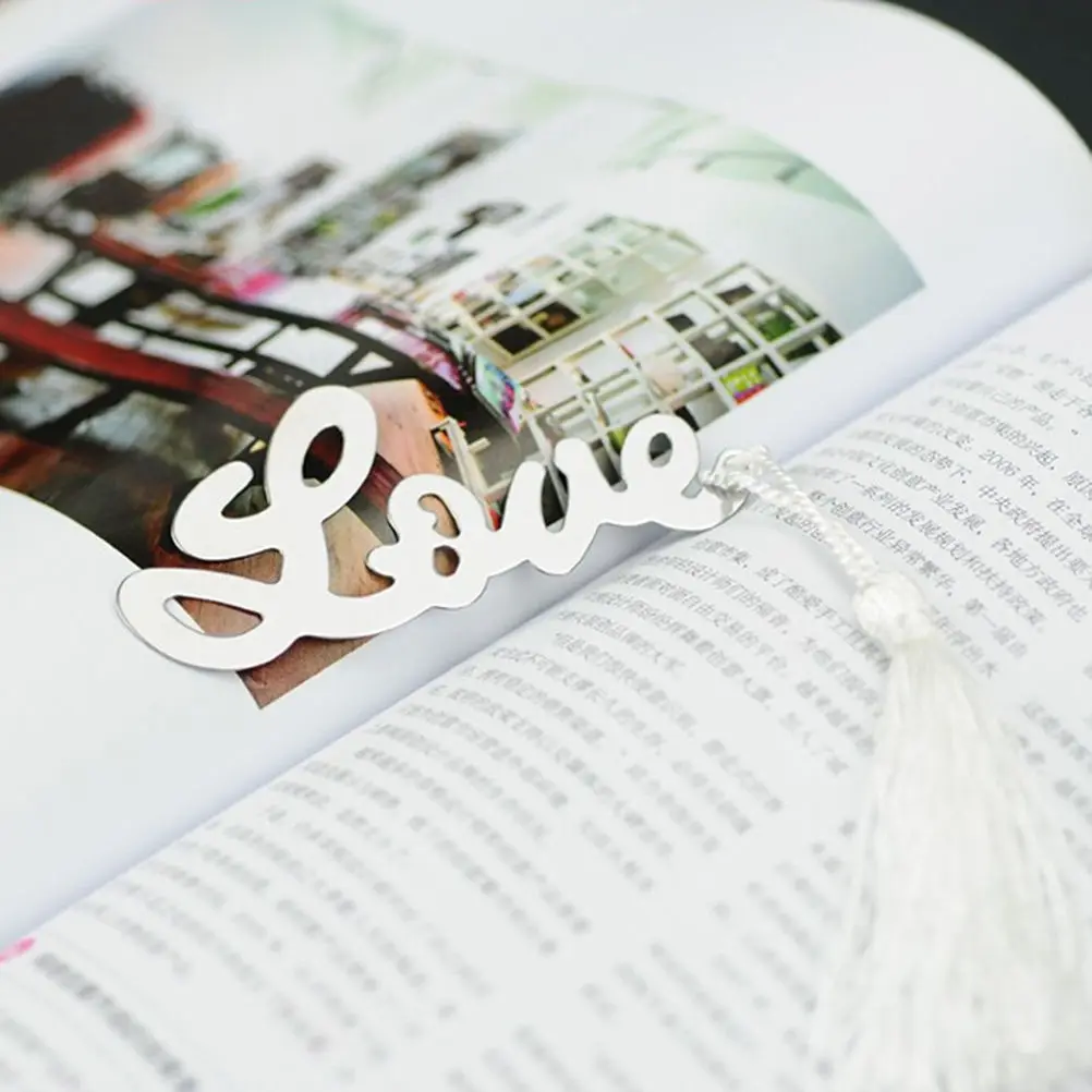 

New Love Note Bookmark Novelty Ducument Book Marker Label Stationery Creative Love Alloy Silver Bookmark Exquisite Gift