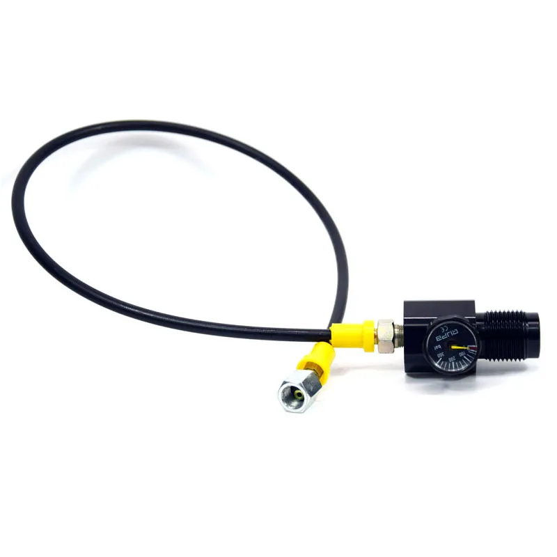 

300BAR DIN Adapter With Pressure Gauge Air Bleed Black