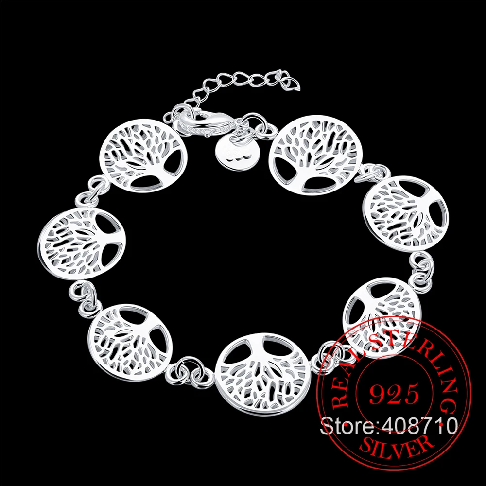 

925 Sterling Silver Tree of Life Bracelet for Women Personalized Bracelets&Bangle Birthday Gift pulseras mujer moda