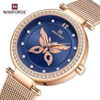 naviforce fashion watches for women luxury brand ladies quartz wristwatch mesh steel waterproof 2021 new rose gold girl bracelet
