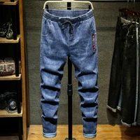 dimi harem pants black blue denim trousers designer plus size 9xl 10xl jeans for men elastic waist loose comfortable casual
