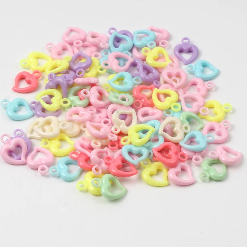 15x20 мм 50 шт. Разноцветные Пластиковые акриловые бусины в форме сердца для