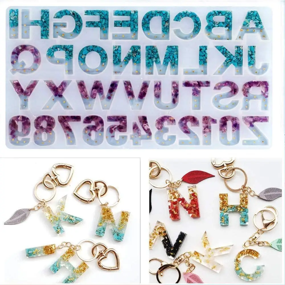 

Набор силиконовых форм для отливки ювелирных изделий «сделай сам», комплект из ложки и буквенно-цифровой формы для эпоксидной смолы, фурнит...