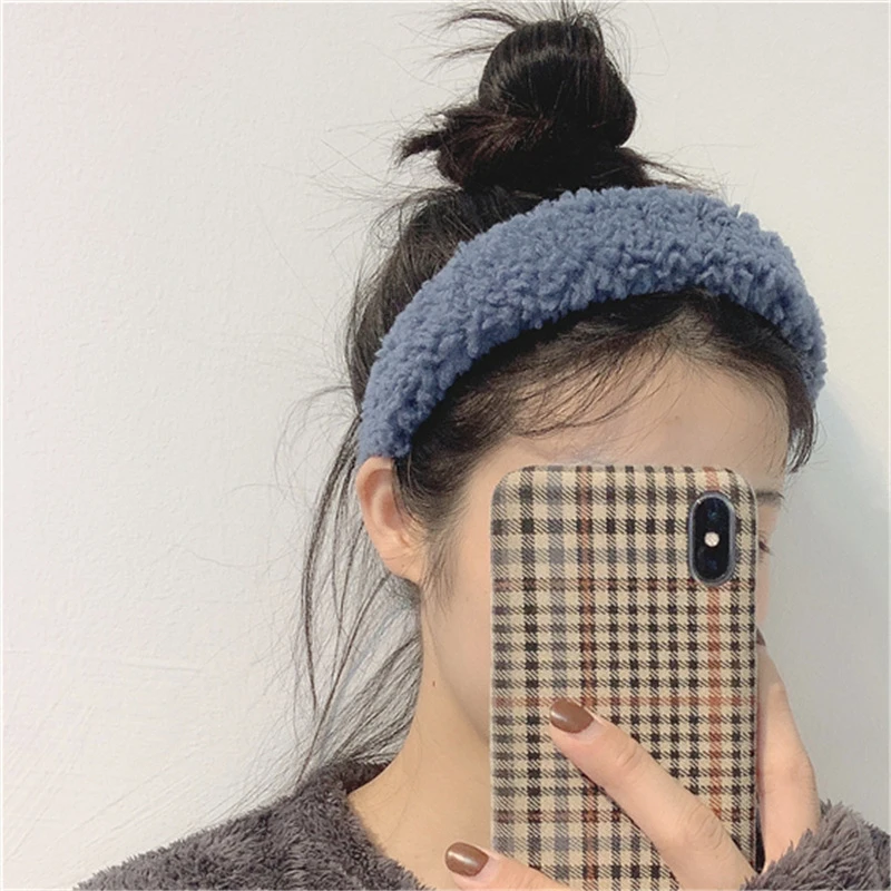 

Autumn And Winter Warm Lamb Hair Hoop Korean Candy Color Ins Wide Brim Headdress