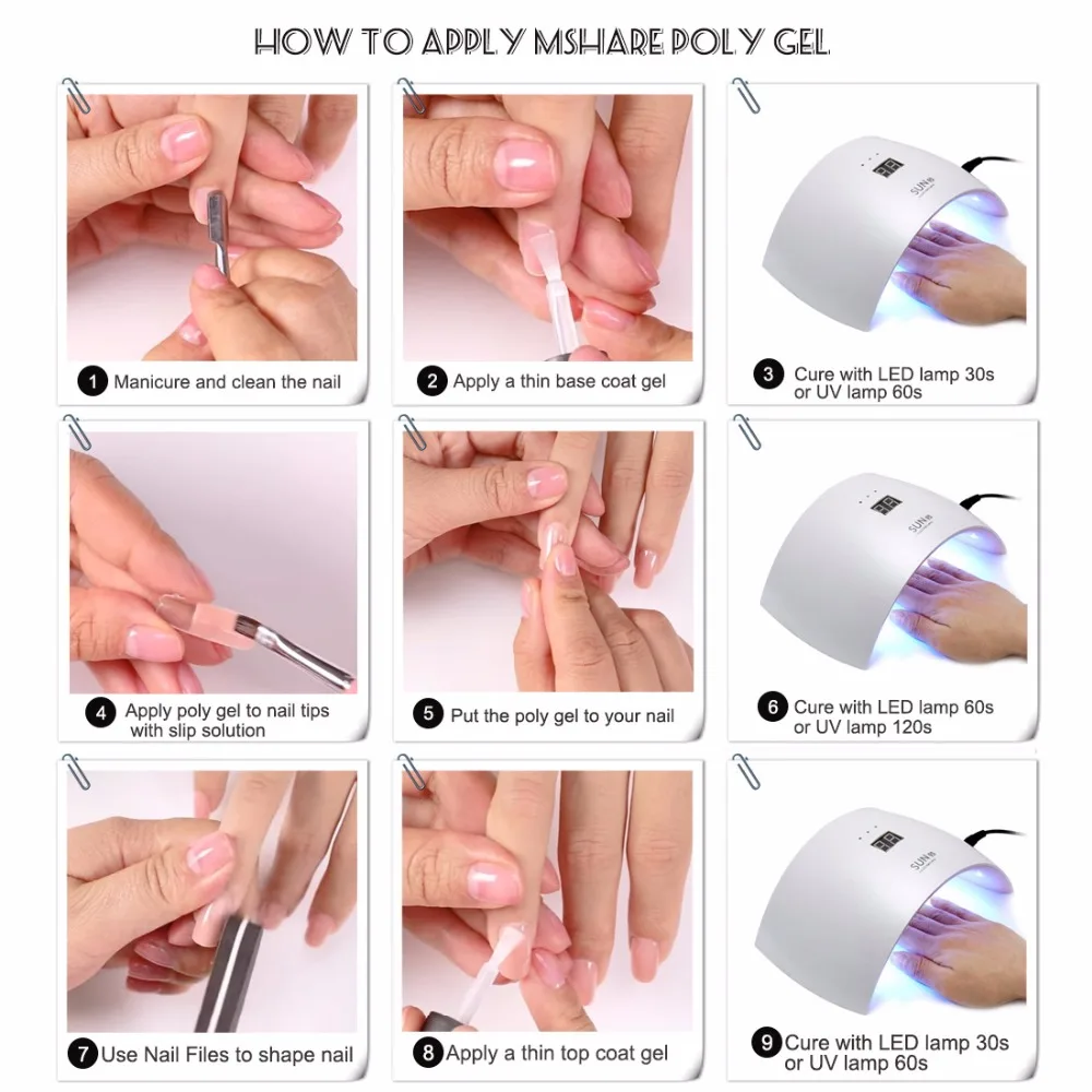 

MSHARE Poly Nails Acryl Gel 60ml 60g Builder UV Led Acrylgel Nails Extensions Acrylic Pink White Clear Gel Acrylatic Cover