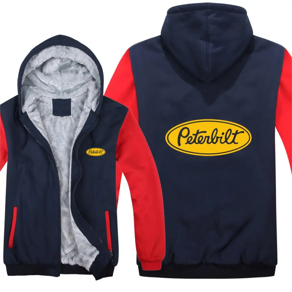 

Peterbilt Trucks Hoodies Men Fashion Pullover Warm Wool Liner Jacket Winter Peterbilt Sweatshirts Men Coat HS-019