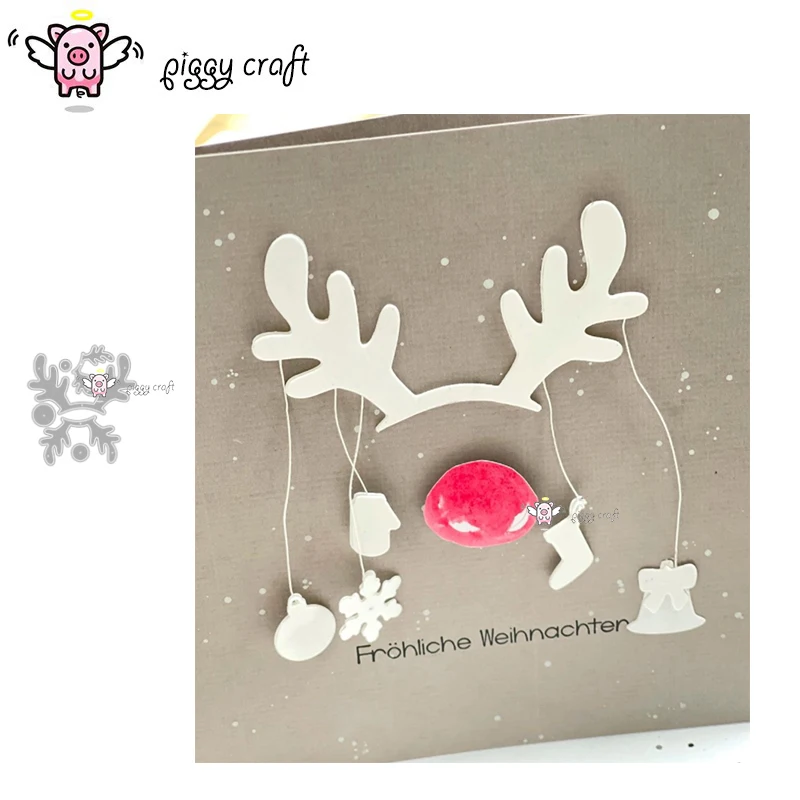 

Piggy Craft metal cutting dies cut die mold Christmas reindeer Scrapbook paper craft knife mould blade punch stencils dies