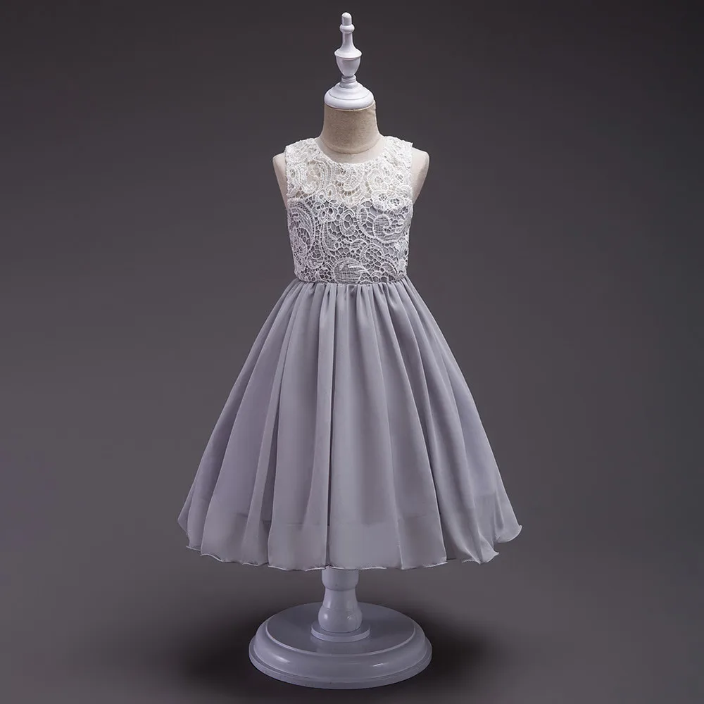 Платье с цветочным узором для девочек лоскутным шитьем из шифона элегантные