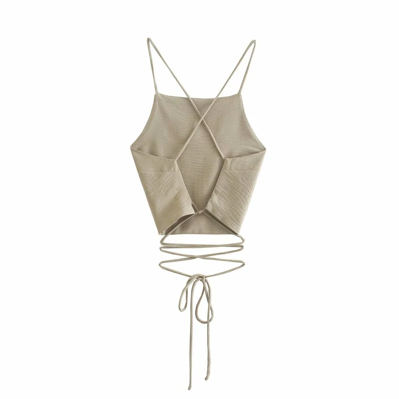 

Summer women's sexy solid color halter short camisole