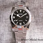 BLIGER 36 мм Мужские часы с автоподзаводом Снежинка рука из нержавеющей стали Твердый чехол NH35 MIYOTA 8215 матовый ремешок с устрицей винтовой задней крышкой